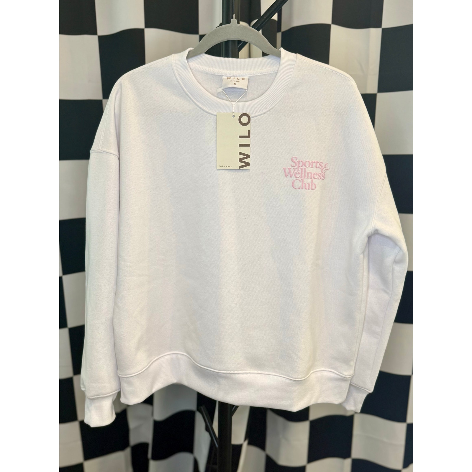 Wilo The Label Sports & Wellness Club Crewneck White Pink Size S Nwt
